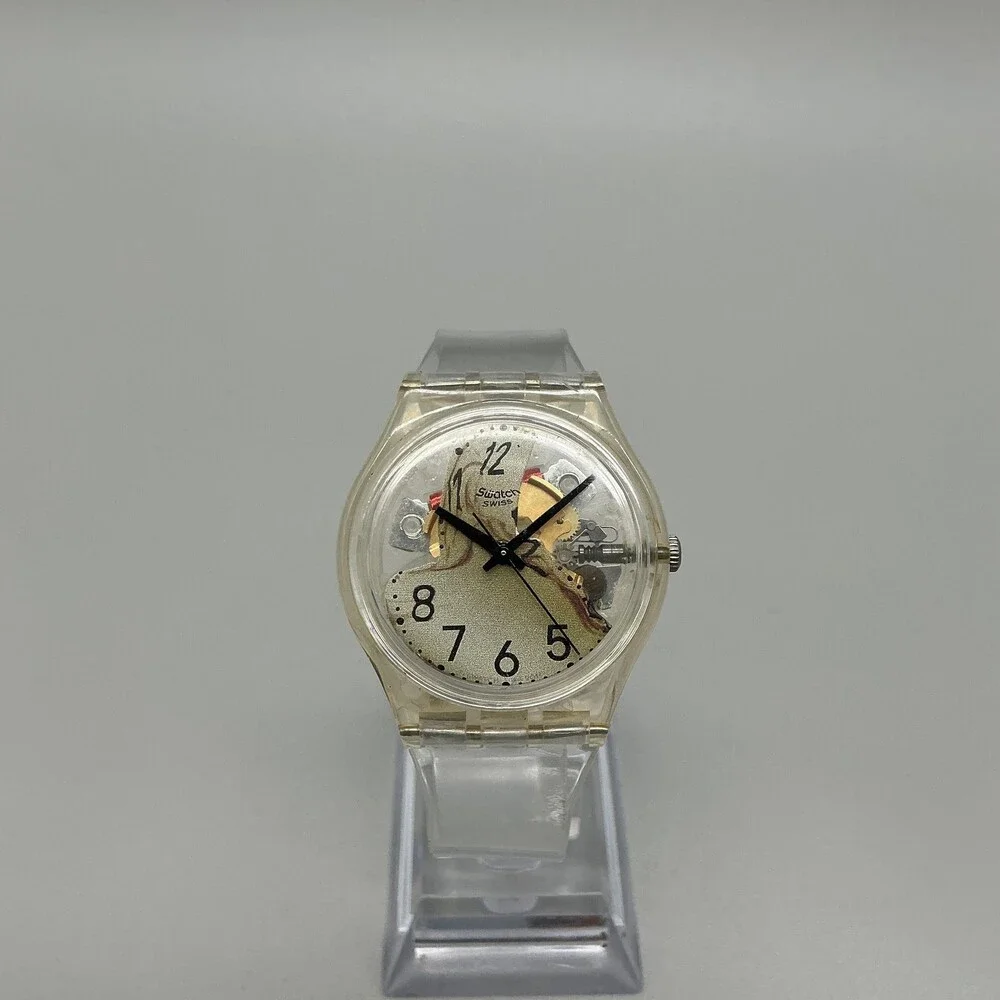 Vintage Swatch Melted Minutes Mens Watch 34mm Silver Skeleton Dial New Battery
